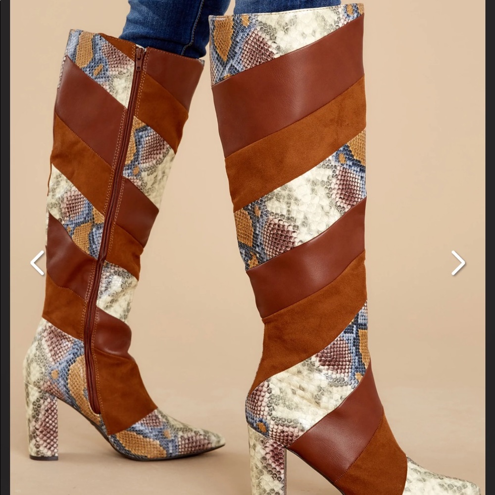 Bold Steps Rust Cheetah High Heel Boots